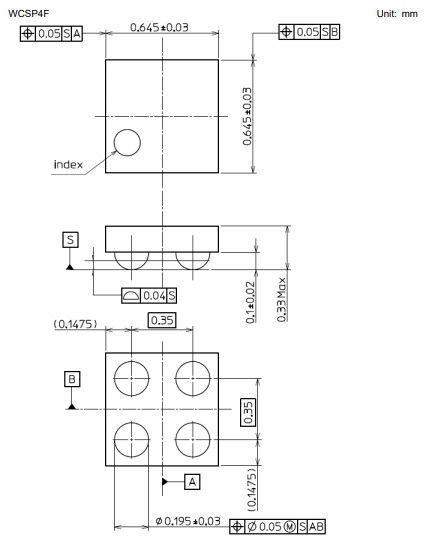 Mechanical Drawing - Toshiba TCR5RG 500mA LDO Voltage Regulators